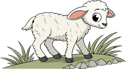 Adorable baby sheep illustration featuring soft fleece and realistic farm animal characteristics. © Al Noman