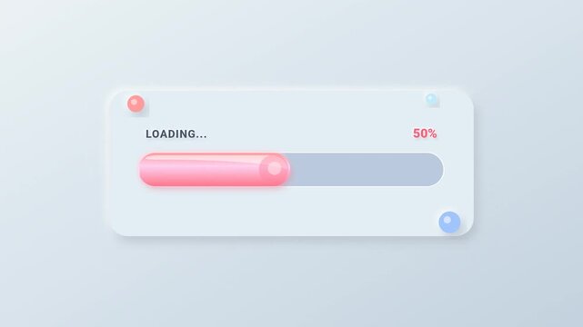 Smooth 3D Progress Bar Interface Element with Minimalist Loading Indicator Design