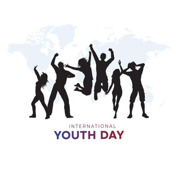 International youth day typography logo banner poster in vector illustration.
