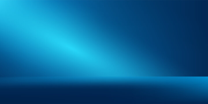 Blue studio background. Empty Room Studio with table. Space for selling products, backdrop, wallpaper, background, text. Gradient table. Vector illustration.