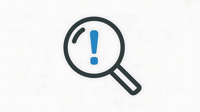 Magnifying glass icon with exclamation mark