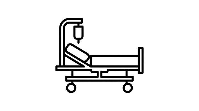 Hospital bed icon with iv drip equipment