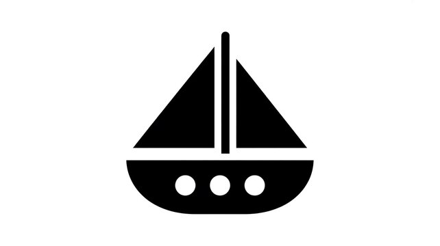 Black sailboat icon flat vector design