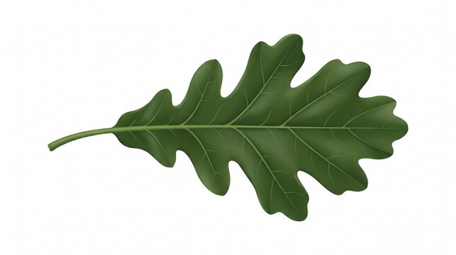 Realistic 3D Vector Green Oak Leaf Isolated on White Background for Nature Design and Environmental Concepts