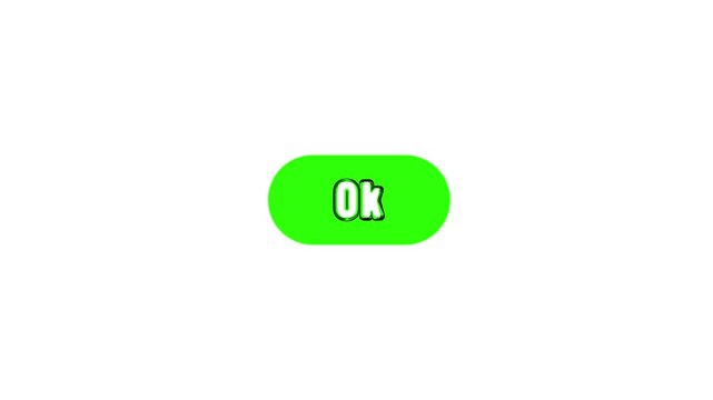 Green ok button animation on white background, for user interface, check confirm