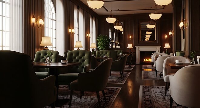 Elegant Lounge with Fireplace and Plush Seating.
