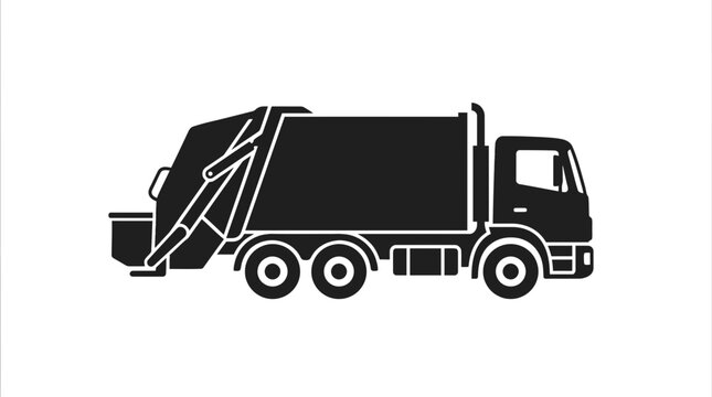Large Garbage Truck Side View Profile.