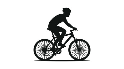 Fototapeta premium Man Riding a Mountain Bike Silhouette.