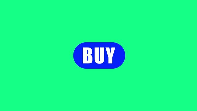 Animated buy button on green screen background, for e-commerce and, digital marketing animation, online shopping