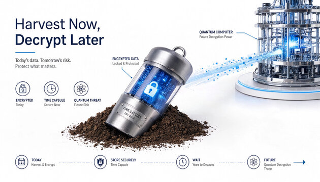 Harvest now decrypt later - Encrypted time capsule threatened by future quantum power