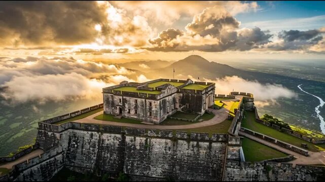 Sunset view of the historic Citadelle Laferriere in Haiti