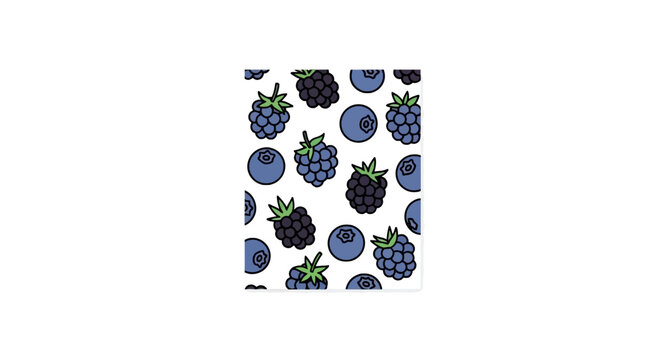 Seamless pattern of fresh blueberries and blackberries