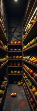 Mysterious shelves line the walls, laden with tamarind avocado and starfruit, rare, arcane