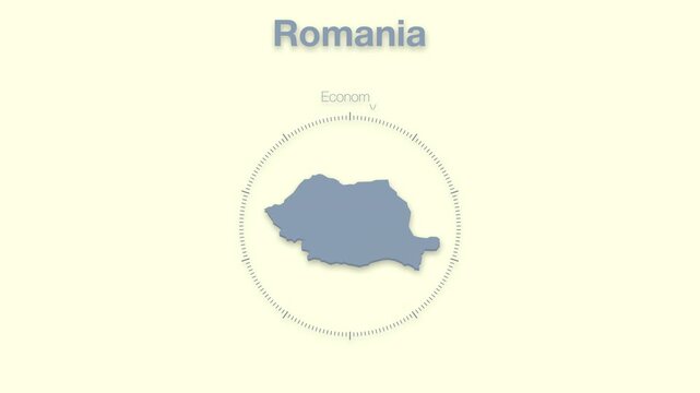 Romania MAP revealing minimalistic animated data analytics for presentations, videos, corporate, documentery 