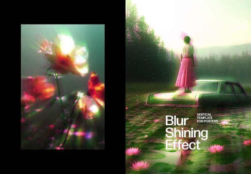 Vertical Shining Blur Photo Effect For Poster And Print Design