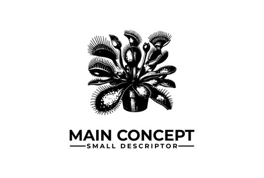 Venus flytrap illustration presents a carnivorous plant design for botanical garden marketing.