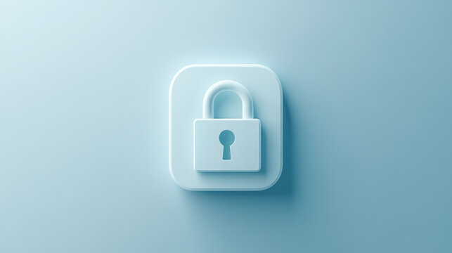 Minimalist Security Padlock on Blue Background