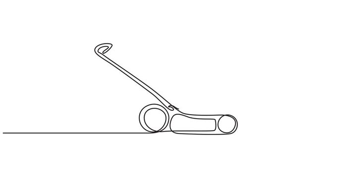 Animation of Continuous One Line Drawing Lawn Mower, Minimal Monoline Garden Grass Cutting Machine, Seamless Loop Motion Graphics, Editable Stroke, Alpha Channel, 4K Animated Background, pro animation