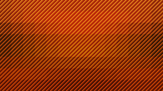An engaging abstract background featuring a precise arrangement of parallel diagonal lines, forming a distinct ribbed and corrugated surface texture with a beautiful gradient that flows from vivid ora
