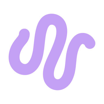 Minimalist purple wavy line abstract shape on white background