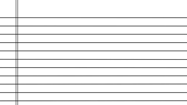 horizontal notebook line and black margin line on white background. notebook sheet texture for school, office and educational design. 4k video animation.
