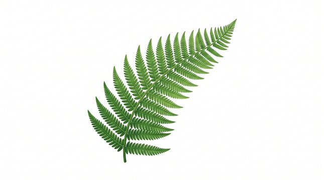 Green fern frond leaf isolated on white background, 3D vector botanical illustration for nature design