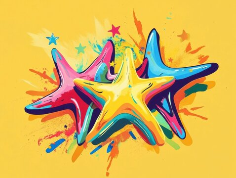 Playful pop artwork featuring ordinary objects reimagined as colorful icons with bold outlines and energetic details