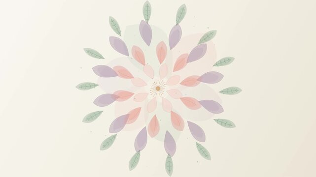 Animated pastel floral mandala rotating smoothly on a neutral light background