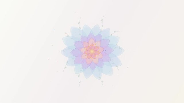 Animated pastel lotus flower rotating gracefully on a light background for meditation and wellness