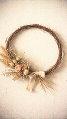 Obraz premium Rustic wreath with dried flowers mobile wallpaper
