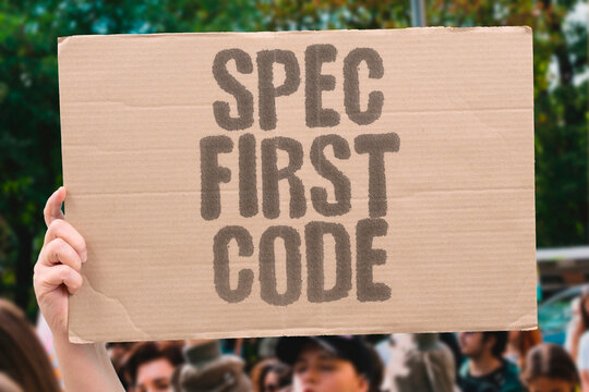 "Spec First Code" The document precedes the implementation always. SPEC. FIRST. CODE. DOCUMENT. IMPLEMENTATION.