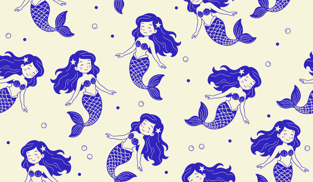 Cute mermaid pattern background design