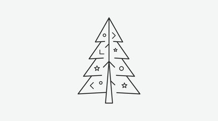 Fototapeta premium Christmas tree outline icon incorporates simple star and circle shapes within its triangular frame.