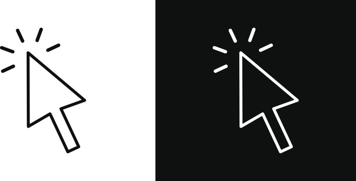 Cursor click icon black and white. Mouse arrow cursor and computer pointer.  click selection symbol. Digital interface navigation, web clicker and action sign