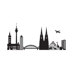 Naklejka premium Frankfurt Skyline Silhouette Against White Background Architectural Illustration