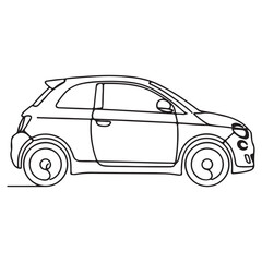 Fototapeta premium Retro Compact Car Line Art Vector Illustration