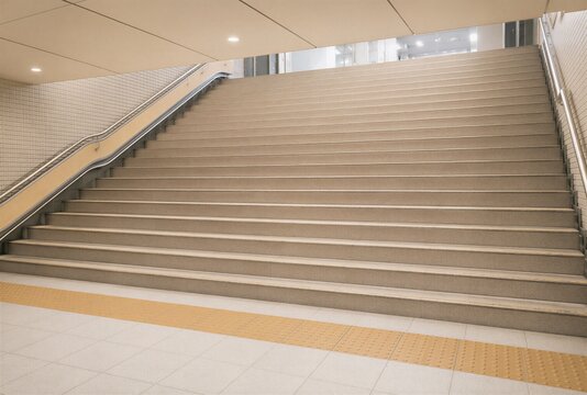 Modern Train Station Staircase with Empty Interior