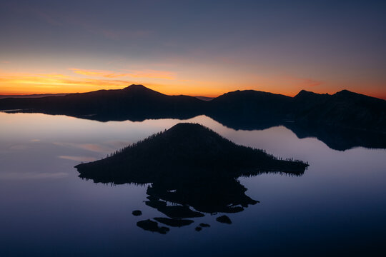 Crater Lake National Park at morning twilight, Oregon, USA