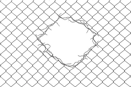 Torn Chain Link Fence Hole