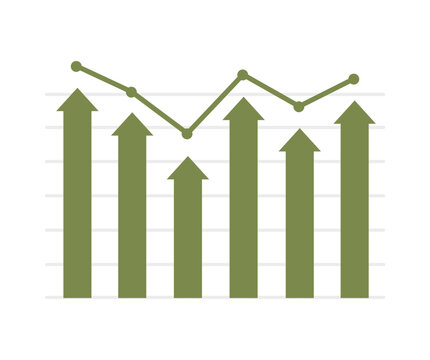 Upward-pointing arrow bar chart design for business purposes