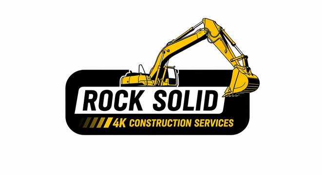 Yellow Excavator Company Logo - Rock Solid 4K Construction Services