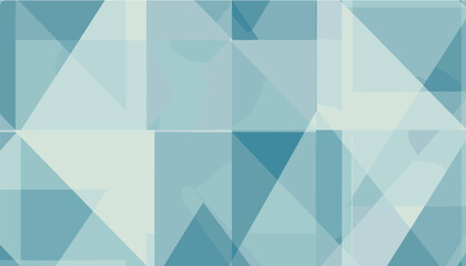 Obraz premium Geometric abstract pattern with semi-transparent triangles and squares in pastel blue colors represents modern architectural forms.