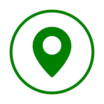 Green location pin inside circular border icon PNG with transparent background for map navigation and GPS interfaces