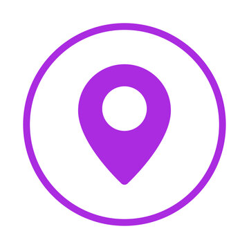 Purple location marker inside round outline icon PNG with transparent background for maps and navigation apps