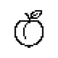 Fototapeta premium Pixel art peach fruit silhouette icon.