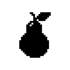 Fototapeta premium Pixel art pear with leaf silhouette.