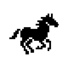 Fototapeta premium Pixel art silhouette of a galloping horse.