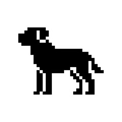 Fototapeta premium Pixel art standing dog silhouette profile icon.