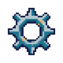 Fototapeta premium Single industrial gear cog wheel in pixel art.