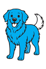 Blue Cartoon Dog Illustration